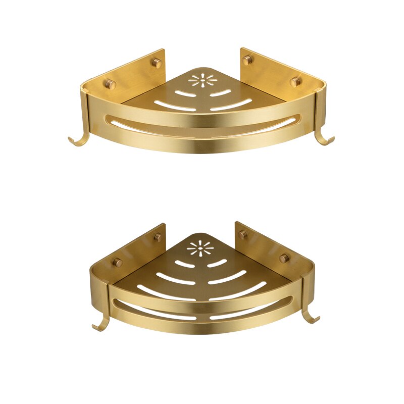 Porte-serviettes mural avec étagère, cintre pour vêtements, salle de bains, or brossé, WC porte-papier, support pour téléphone, porte-papier: Double basket