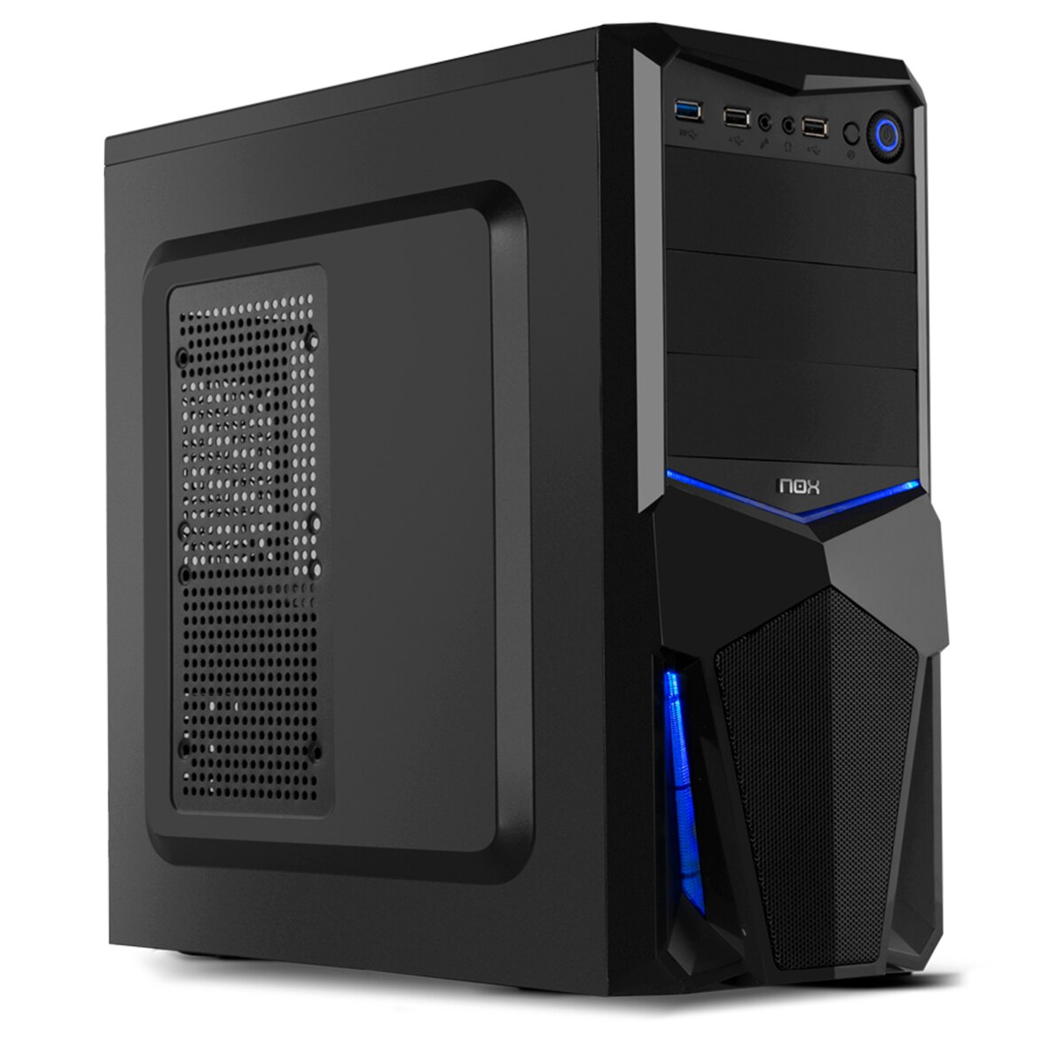 NOX Semitorre PC ATX-Micro ATX PAX Gaming- USB 3.0, LED, Espacio hasta 3 Ventiladores y 4 Discos Duros