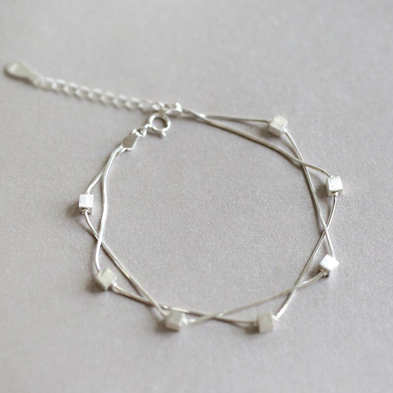 Zilver Kleur Blok Armband Voor Vrouwen Met Vierkante Charm Armbanden Partij Sieraden Factory Prijs