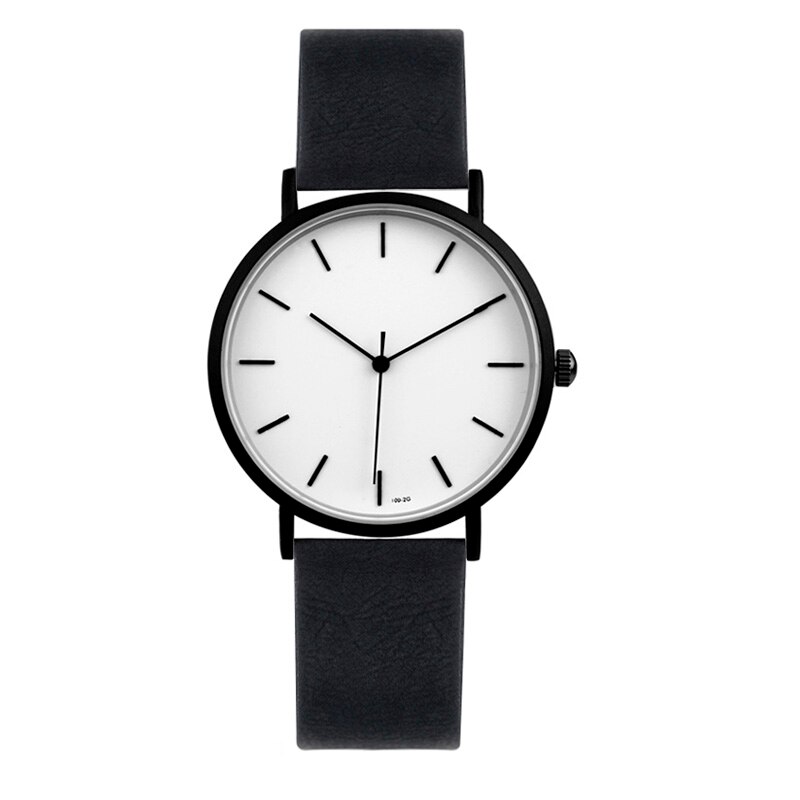 Enmex cool style lady wristwatch Brief vogue simple stylish Black and white face stainless steel quartz clock watch: E8002