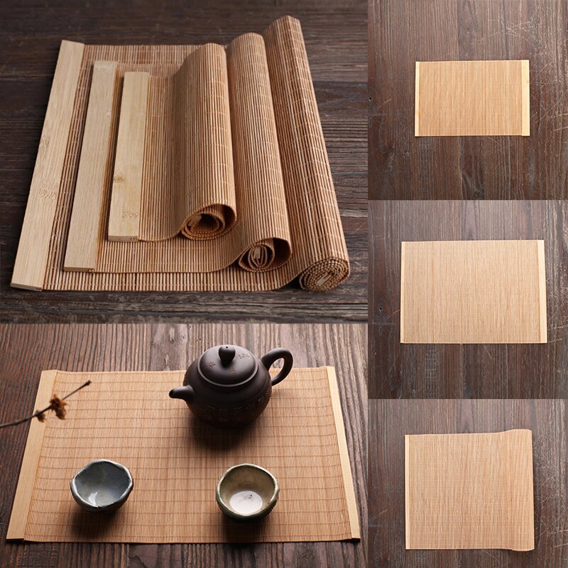 Natural Bamboo Table Mat Tea Dining Insulated Table Runner Japanese Style Woven Placemat Home Cafe Restaurant Decor Coaster