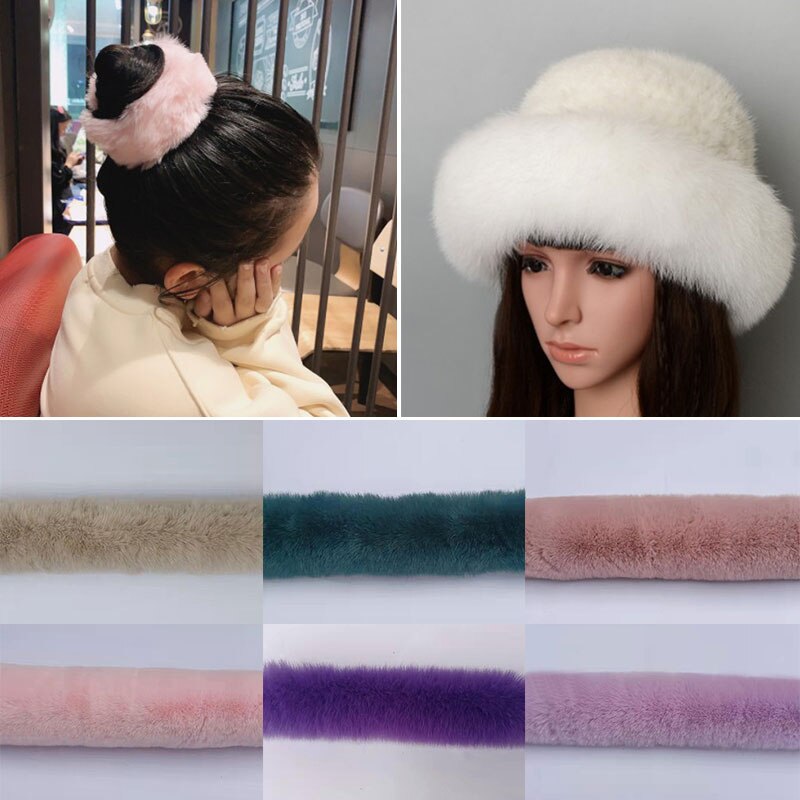 1M Verdikte Kunstmatige Konijnenbont Trim Kleding Accessoire Faux Fur Strips Voor Trui Jas Hood Hat Diy Pluizige Kledingstuk materialen