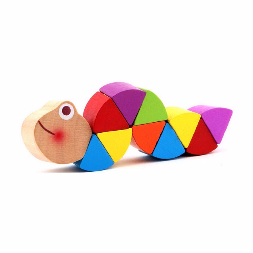 Baby Houten Speelgoed, Leuke Transformable Krokodil Rupsen Puzzel, Vinger Flexibele Training Intelligentie Educatief Speelgoed