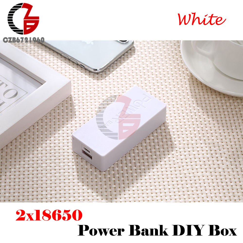 1x 2x 18650 usb powerbank batterioplader gør-det-selv-boks etui mobil esp 32 esp 32s strømforsyning lademodul skjold til iphone: 2x 18650 hvide