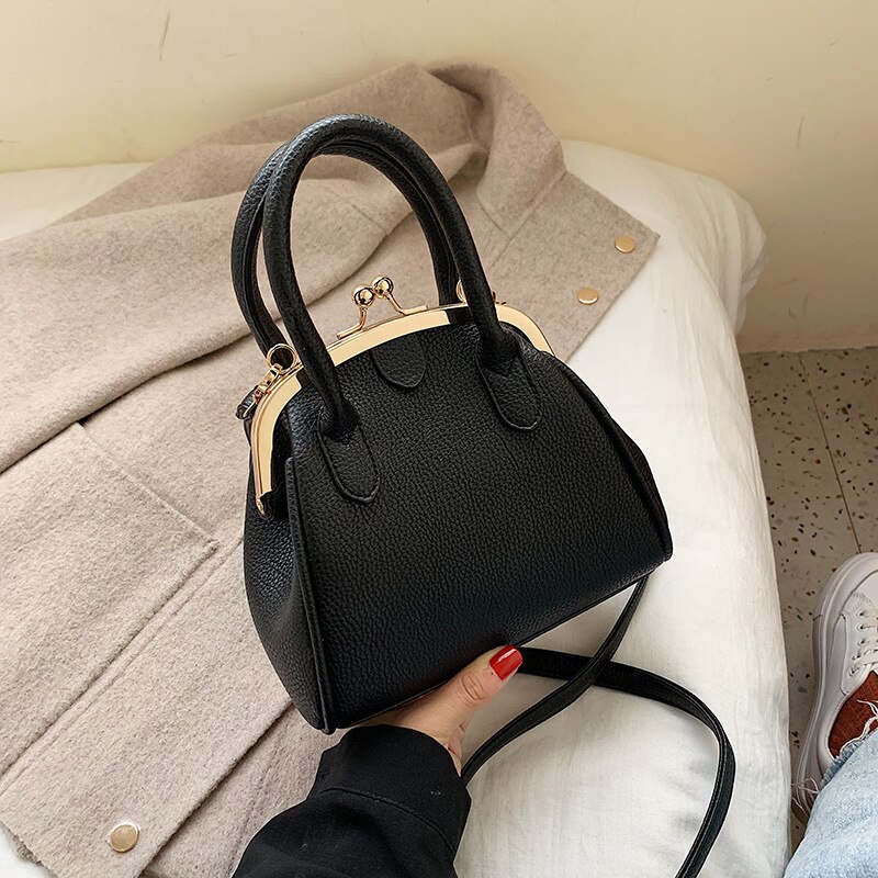 Lilie KÖNIGIN PU Leder Umhängetaschen Für Frauen Handtaschen Weibliche Schulter Taschen Haspe Abend Totes: Schwarz