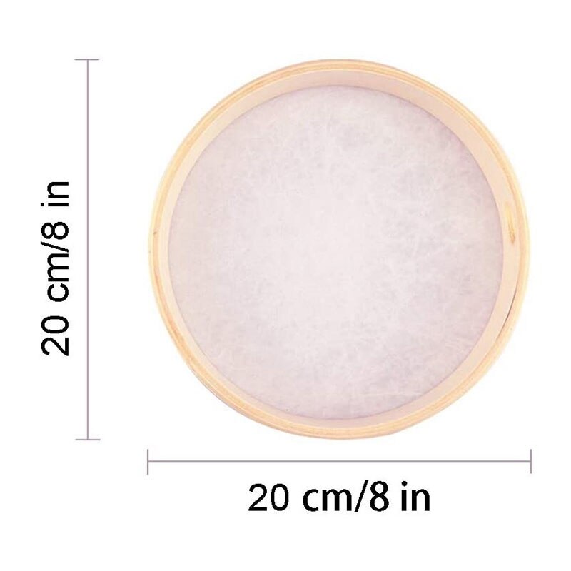 8 Inch Tambourine Percussion Instrument for Portable Wooden Tambourine Drum with Drumstick Percussion Musical Toy