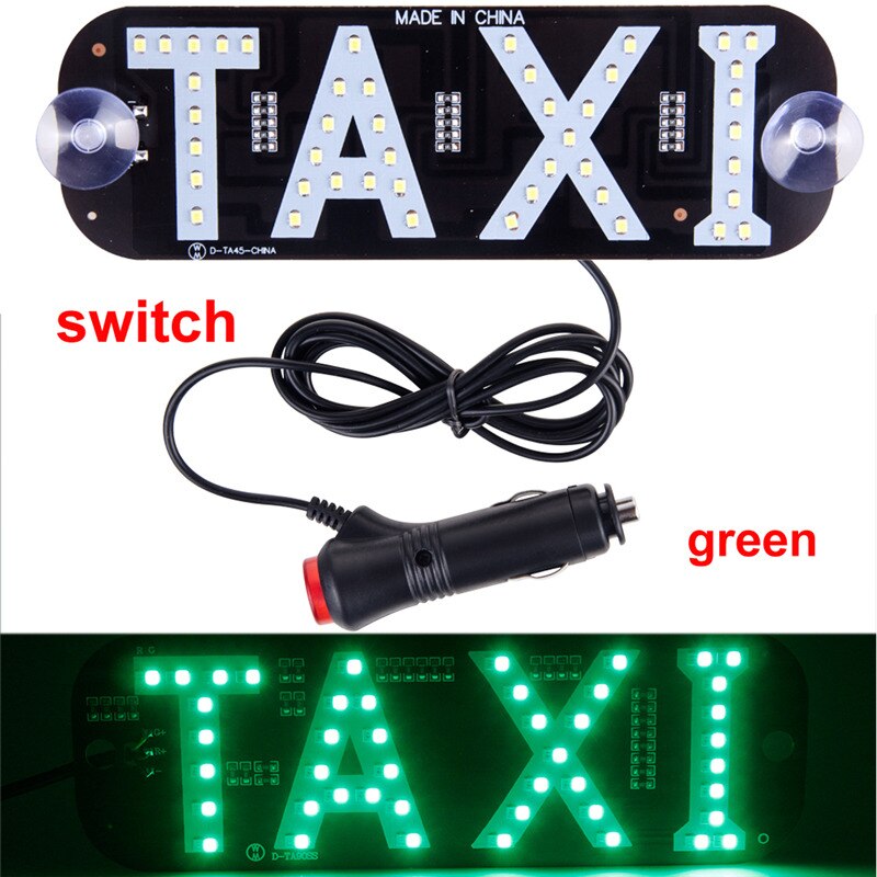 Werbung Licht für Taxi Tafel Zeichen 12V LED Auto Ladegerät Windschutzscheibe Taxi Anzeige Signal Licht Windschutzscheibe Lampe Taxi oben licht: Ladegerät schalten Grün