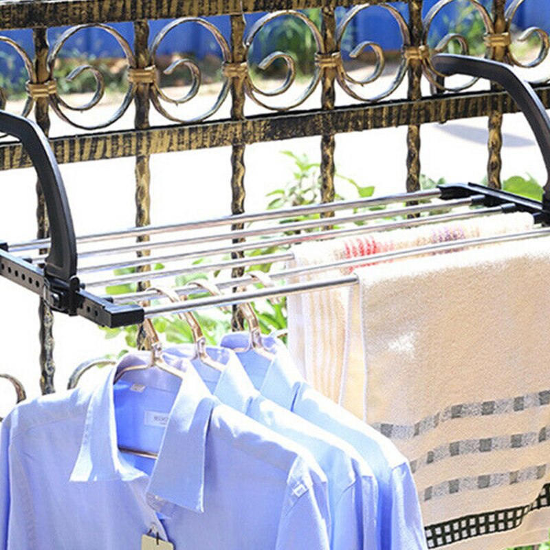 1pc Multifunction Stainless Steel Drying Shoe Rack Portable Window Laundry Balcony Towel Clothes Diaper Dryer Storage Rack