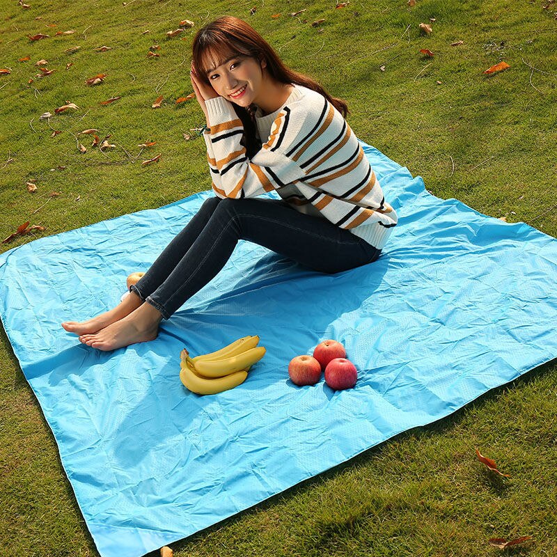 Mini Portable Pocket Camping Mat Kitchen Camping Folding Beach Mat with Backrest Tourist Mats Hiking Sports Entertainment: Blue / 70x100cm(No Nail)