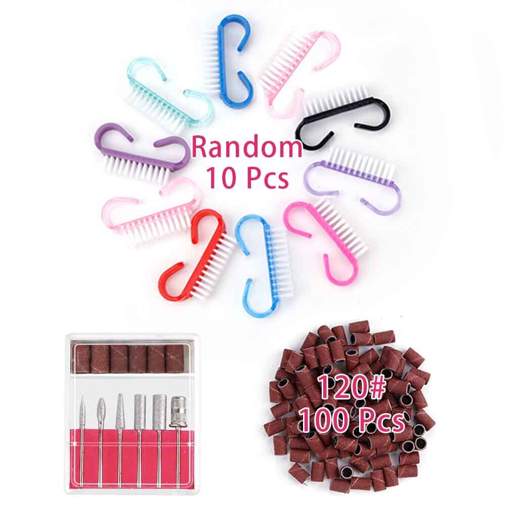 Gellak pedicure gereedschap elektrische nagelboor pen schuurvijl manicure machine set 10pc nagelkunst reinigingsborstel zacht stof verwijderen: Set 2