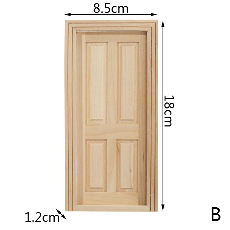 1/12 Poppenhuis Miniatuur Hout Externe Enkele Deur Houten Raamkozijn Diy Accessoires Pophuis Meubels Speelgoed Multi Stijlen: Roze
