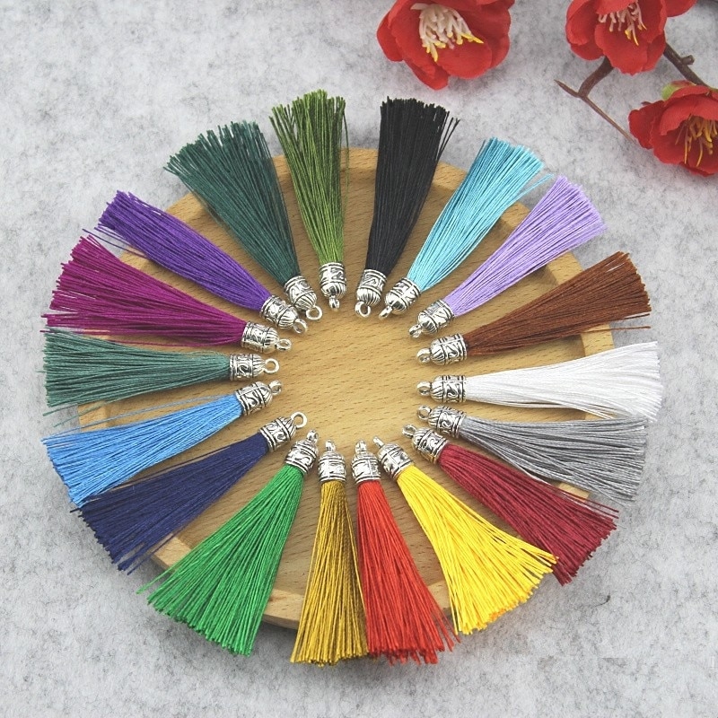 Rideau de bijoux avec pompon en argent, 10 pièces, accessoires de décoration pour vêtements, porte-clés, sac de téléphone portable, franges, garniture, sangles suspendues
