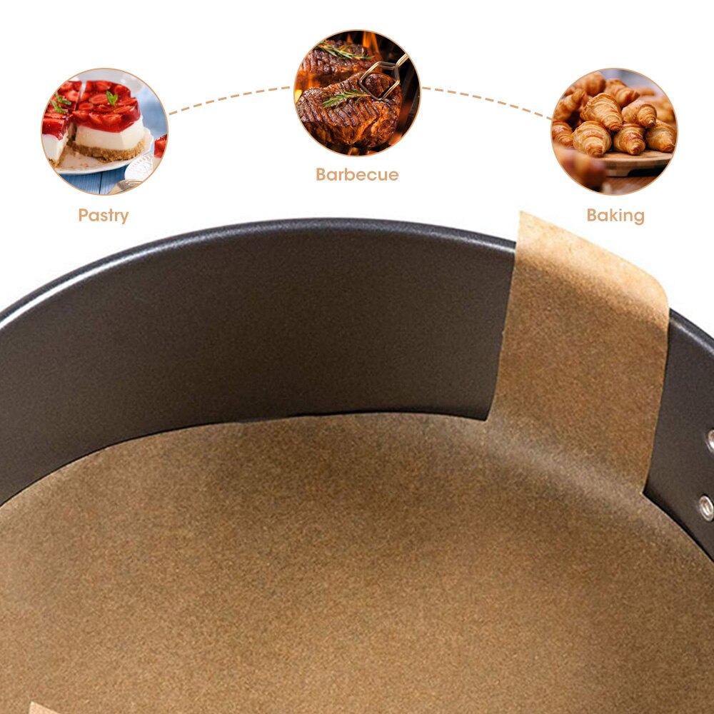 100PCS Parchment Scroll Baking Parchment Sheet Round Cake Pan Lining Unbleached Heat Resistant Not Sticky Cake Tin Liner Baking