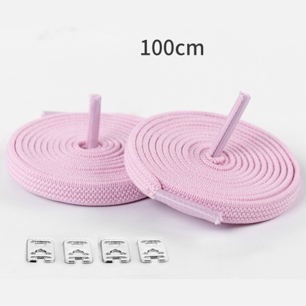1 par 100cm uden binde elastiske snørebånd strækbare gummisnørebånd voksne børn hurtige og nemme sneakers elastiske snørebånd cordones: Lyserød