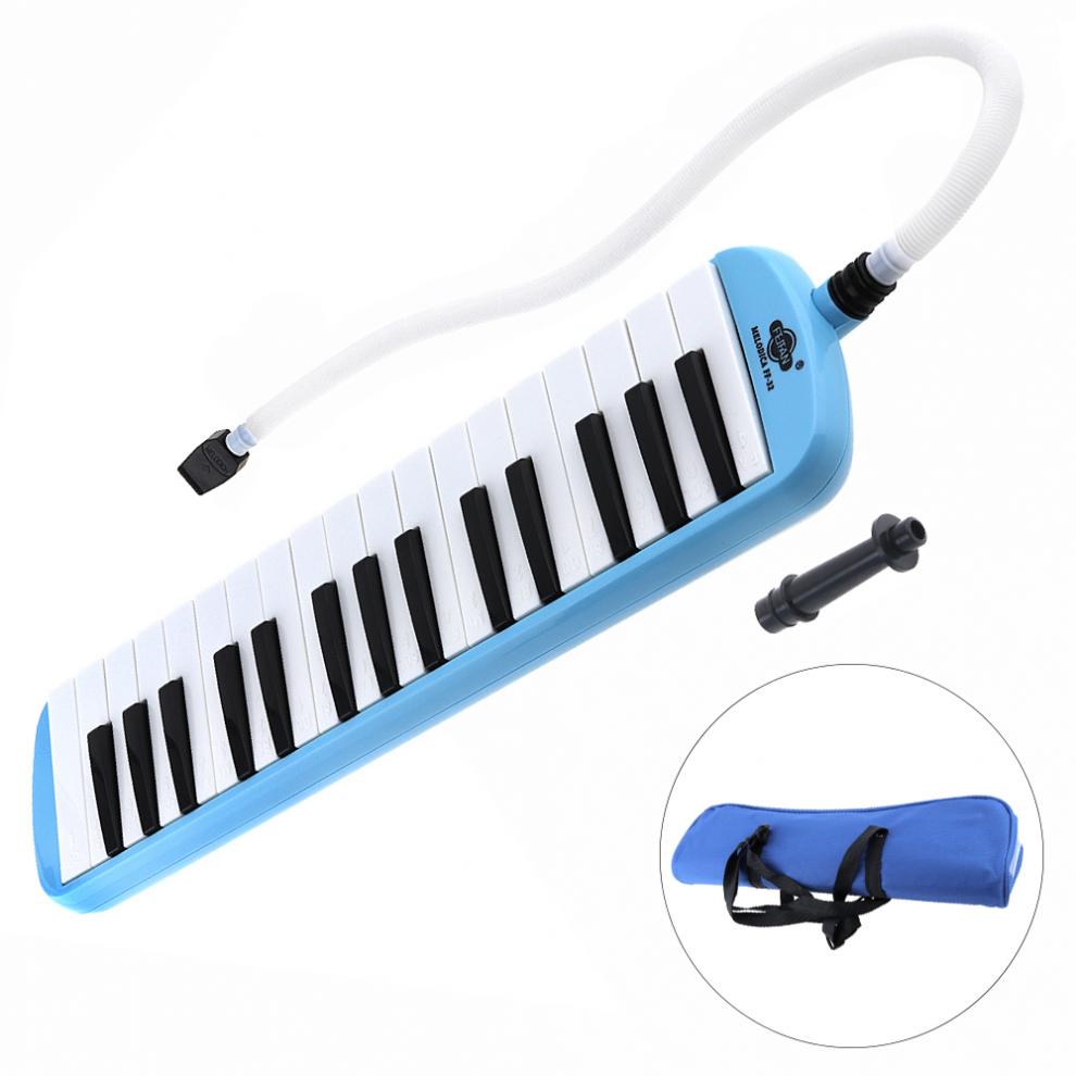 32 nøgle blå harmonika melodica undervisningsinstrumenter med luksus bæretaske til begyndere keyboardinstrumenter