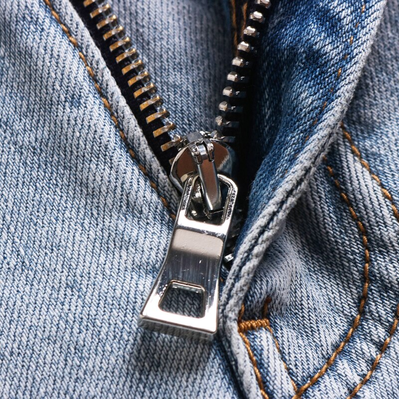 Street Style Men Jeans Retro Light Gray Blue Elastic Slim Fit Ripped Jeans Men Patches Hip Hip Denim Punk Pants