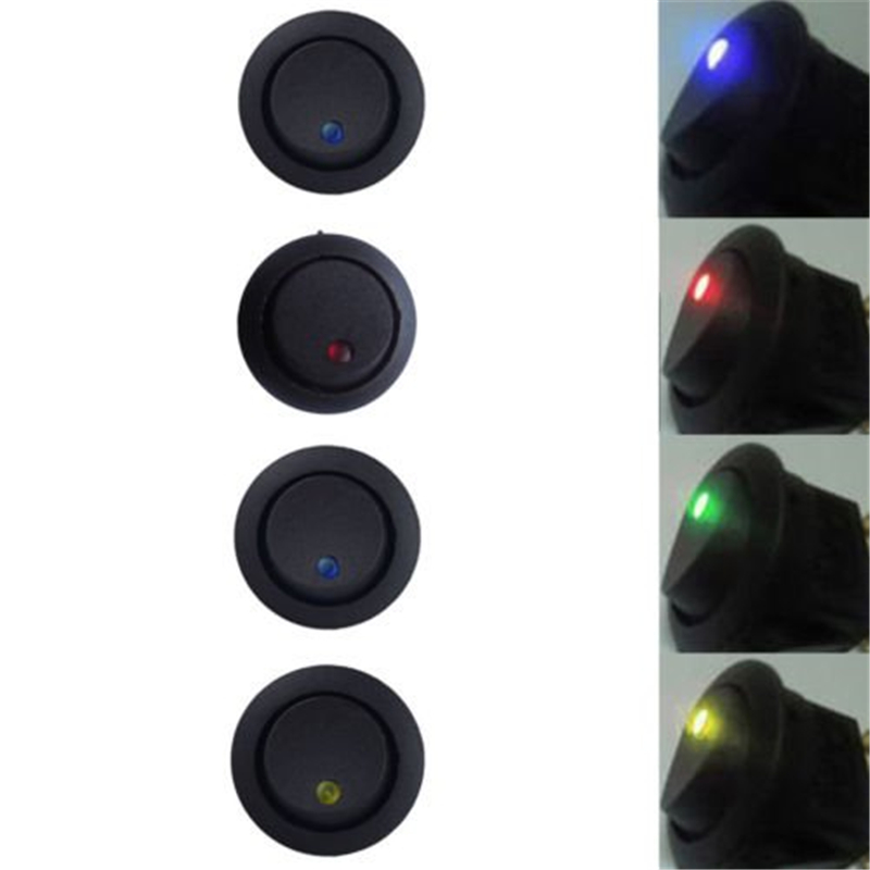 Interruptor de palanca de encendido/apagado para coche y barco, luz Led Universal de 3 pines, azul, verde, amarillo, rojo, 12V, 20 unids/set por juego
