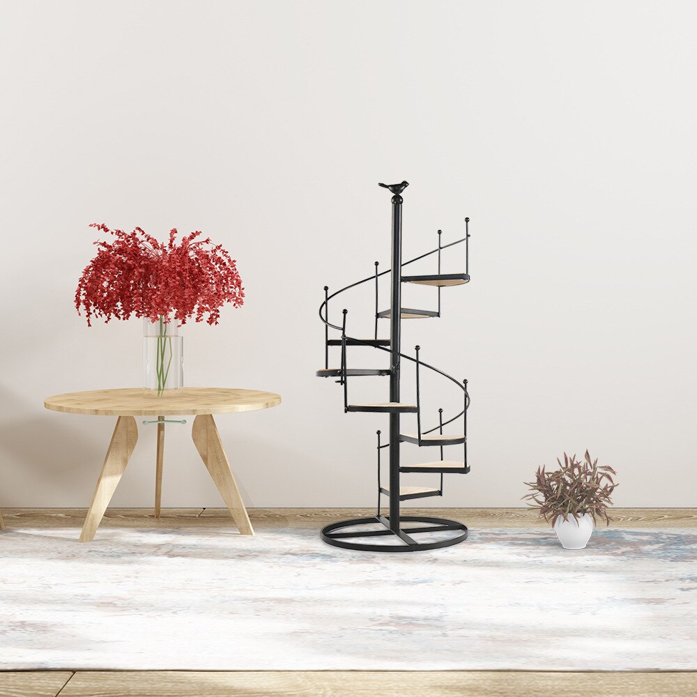 Outdoor Furniture Flower Pot Rack Solid Wood Rotating Multi-Storey Balcony Garden Living Room Floor Multi Meat Pot Plant Rack