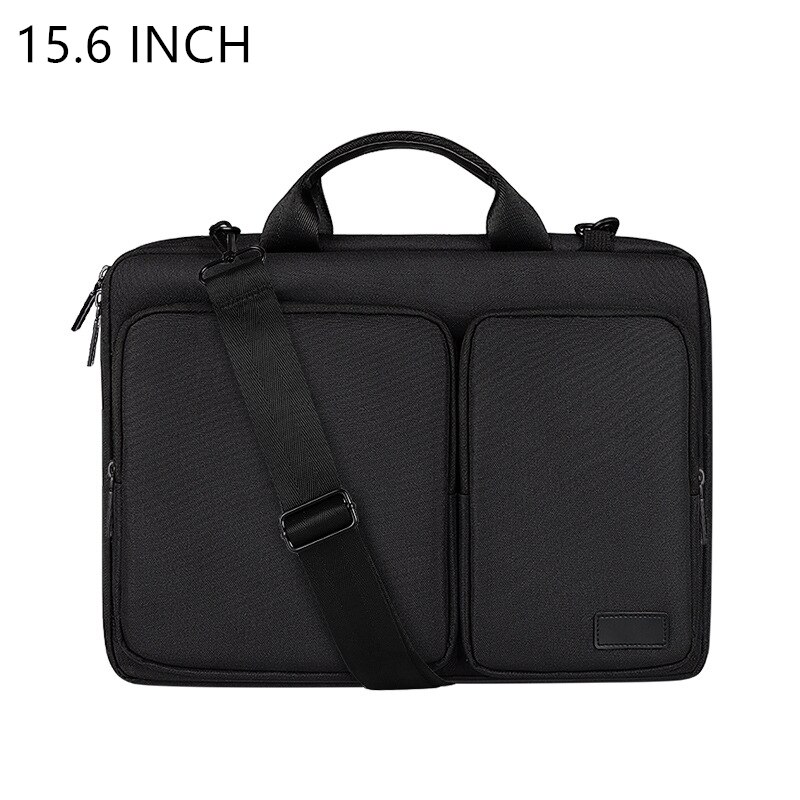 Oyixinger Briefcase Unisex Laptop Bag For Macbook Huawei Pro 13.3-15.6Inch Casual Solid Handbag Portable Business Bags: Black 15.6Inch