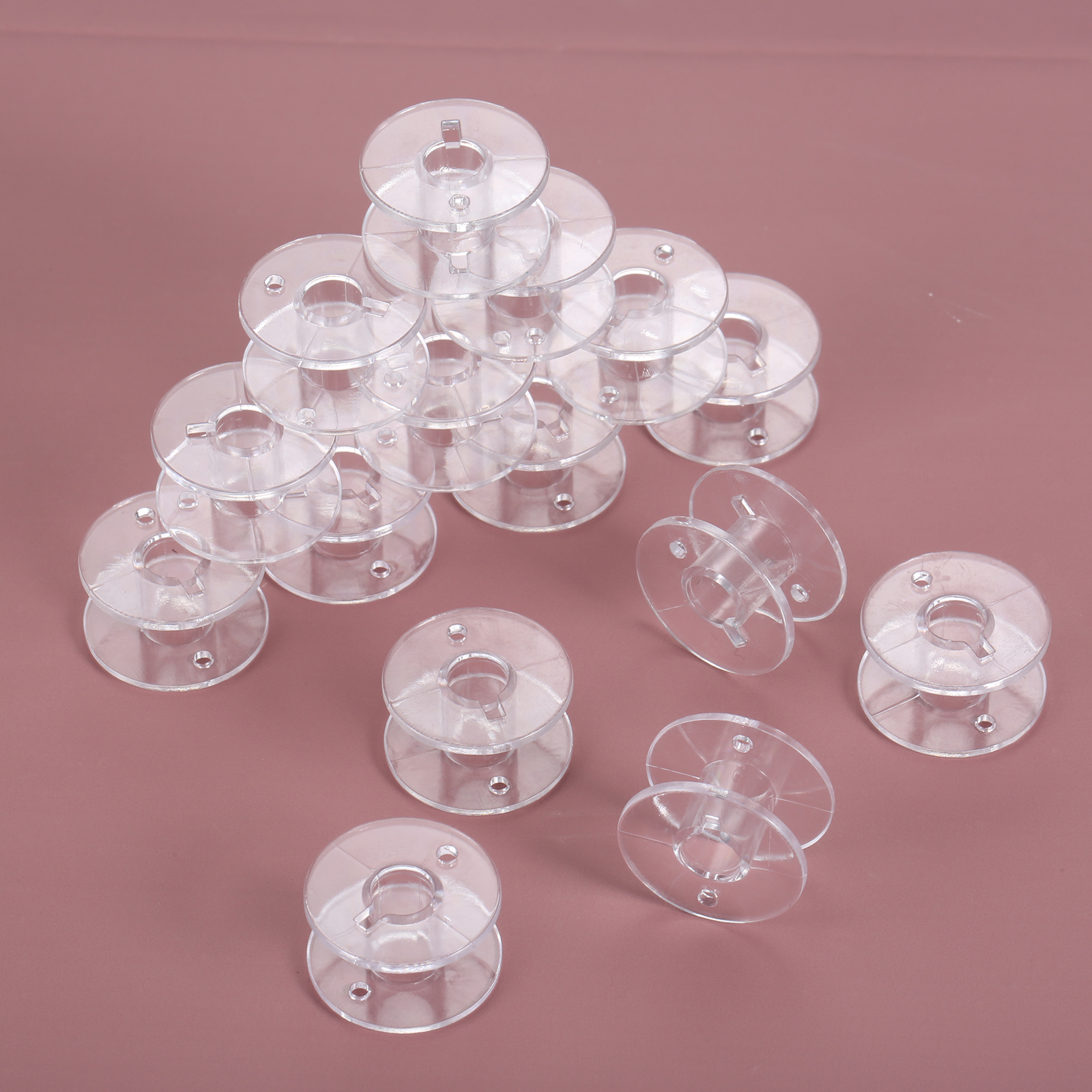 20pcs Transparent Home Sewing Machine Bobbins 2518P Clear Plastic Spool Universal Standard Size 1.1cm*2cm Craft Machine Parts