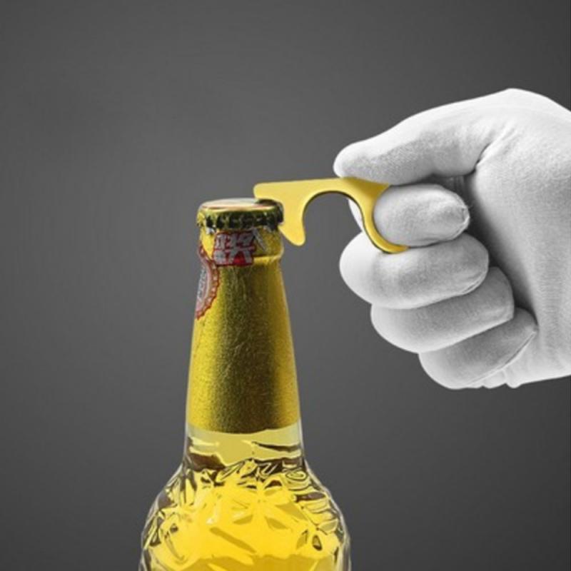 1pcs Opener Door Handle Elevator Touchless Door Opener Tool Portable-Press Hand-Antimicrobial Key With Ring