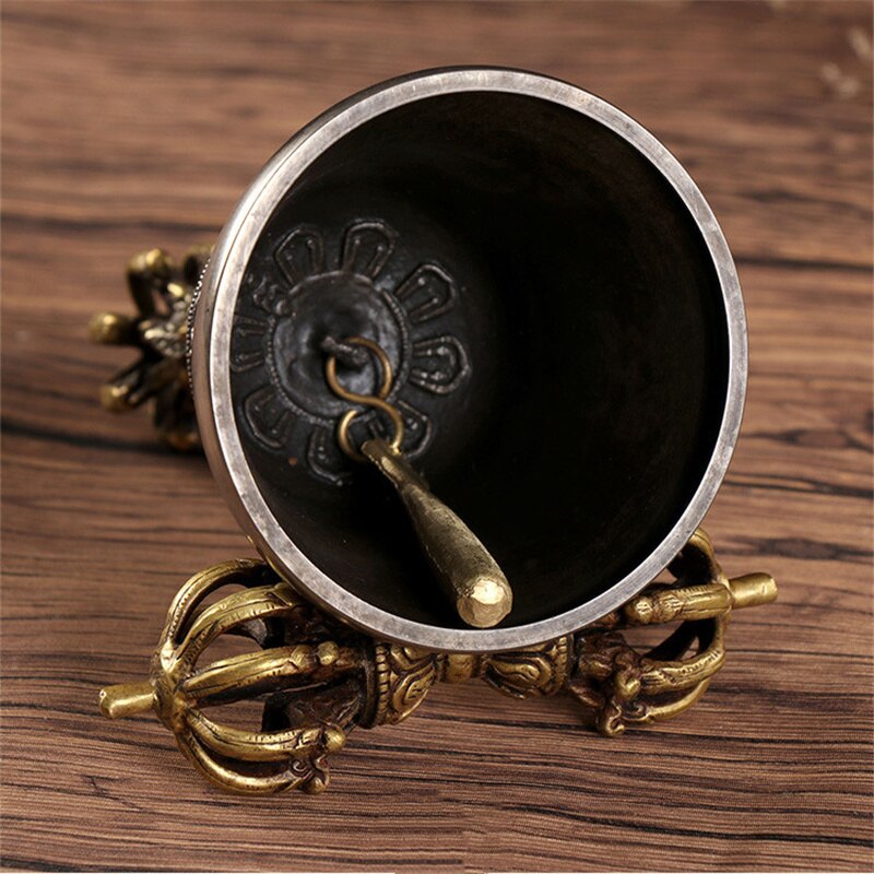 Nepal Tibetan Nine-Strand Vajra Bells And Pestles Bronze Flower Bells Bells Sound Crisp Buddhist Supplies Handmade Bells