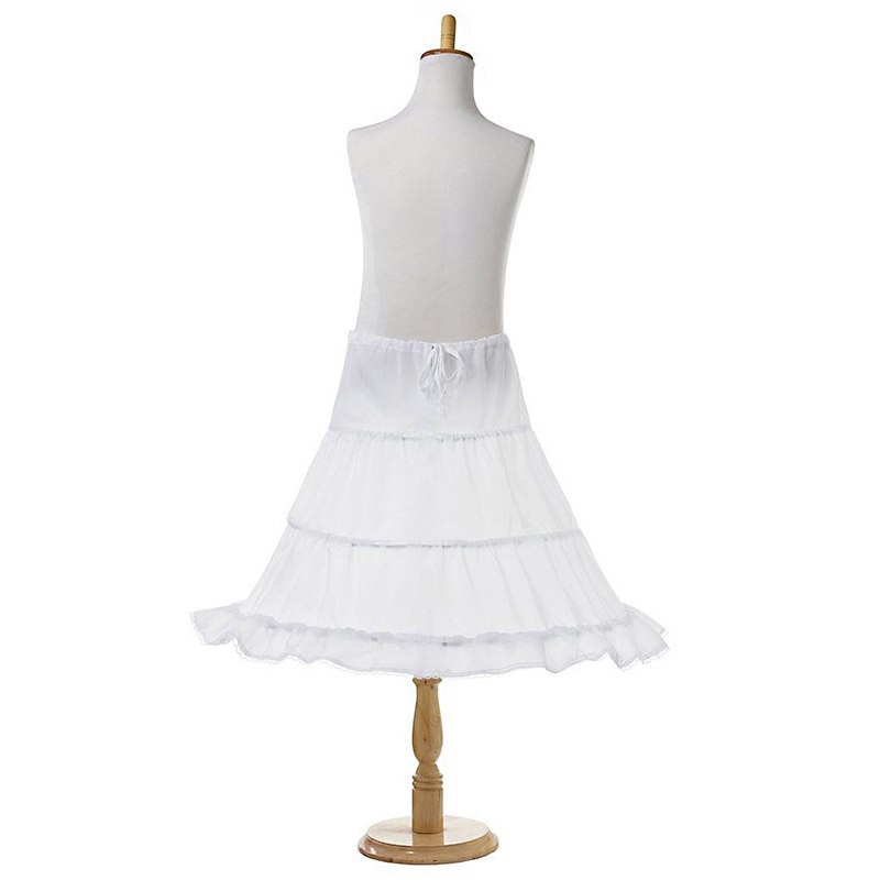 White Long Flower Girl Dress Petticoat 2-3 Hoops Kids Princess Evening Wedding Dresses Crinoline Tutu Skirts Girls Underskirt