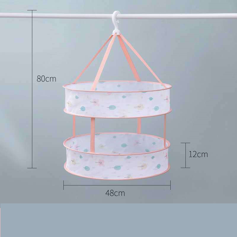 Cartoon Style Clothes Laundry Drying Net Single Double Layer Underwear Drying Basket Round Sweater Socks Drying Net Windproof