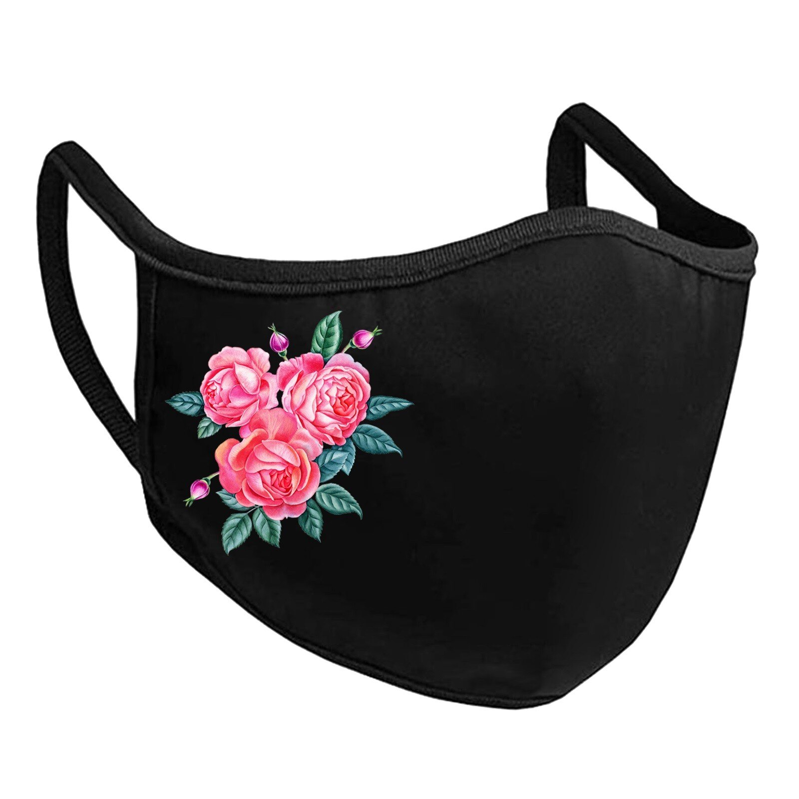 Plus Size Adult Black Ski Fasemask Flower Printed Fabric Reusable Breathable Cotton Mascarillas Bandana: F