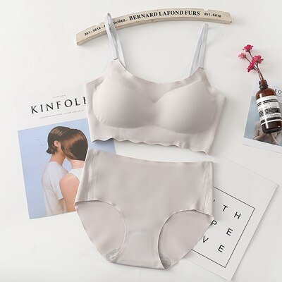 Sømløs bh-sæt til kvinder undertøj push-up lingeri sæt trådfri bh og trusser sæt plus størrelse sml xl størrelse intimates: Anzdtzgray