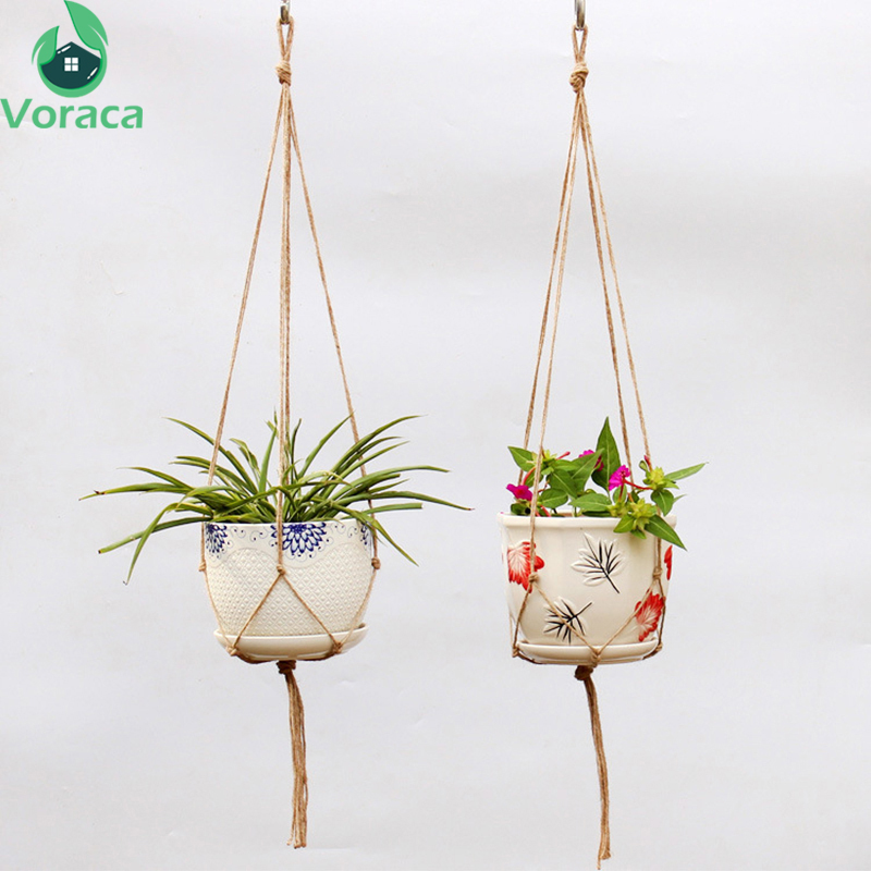 90cm cáñamo cuerda colgando cesta de cuerda trenzada maceta para flor, titular de la planta de Macrame nudo de elevación decoración de jardín