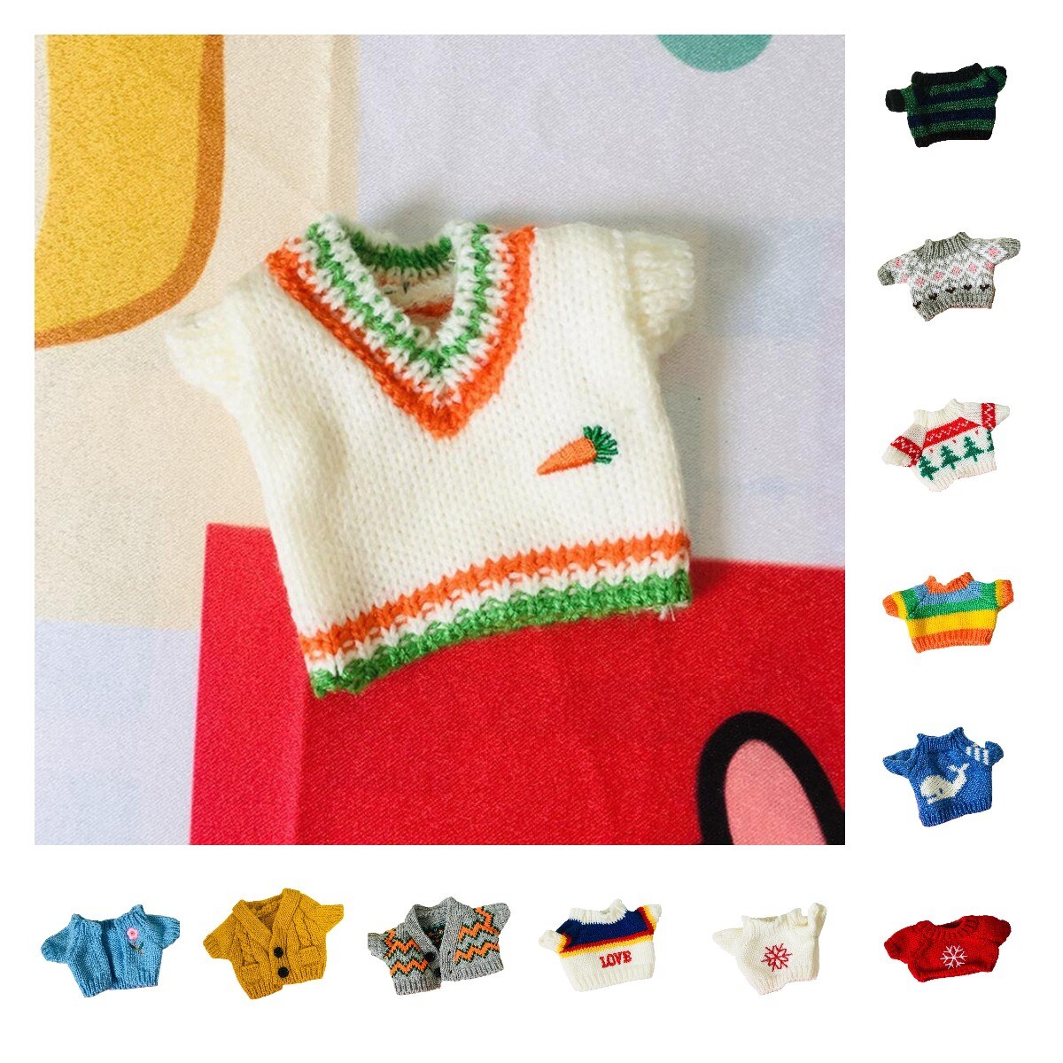 1 sztuk 20cm pluszowe zabawki słodkie ubrania z miękkiej dzianiny sweter zima Vintage dzieci lalki zabawki urodziny prezenty świąteczne akcesoria