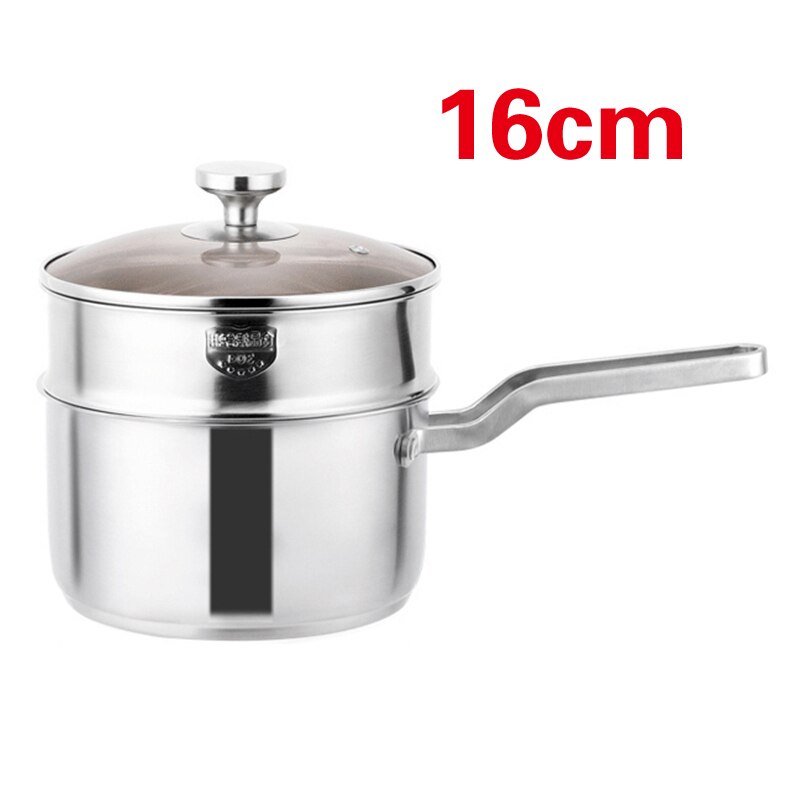 304 Roestvrij Staal Koken Melk Pot Huishoudelijke Kantoormedewerker Student Koken Melk Dampende Pot Inductie Kookplaat Gasfornuis: 16cm pot and steamer