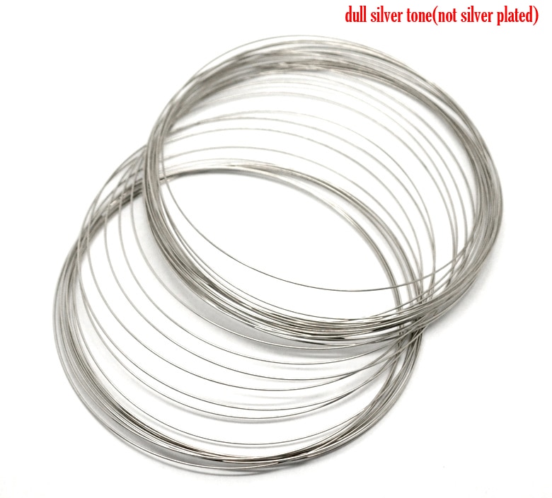 DoreenBeads Stahl Draht Speicher Perlen Armbänder Komponenten Runde Silber Farbe 10 cm-10,5 cm Durchmesser, 25 Loops neue