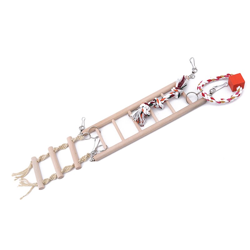 Bird Chew Toy Parrot Parakeet Budgie Cockatiel Cage Wooden Climbing Ladder Pet Supplies Bird Swing Exercise Toy