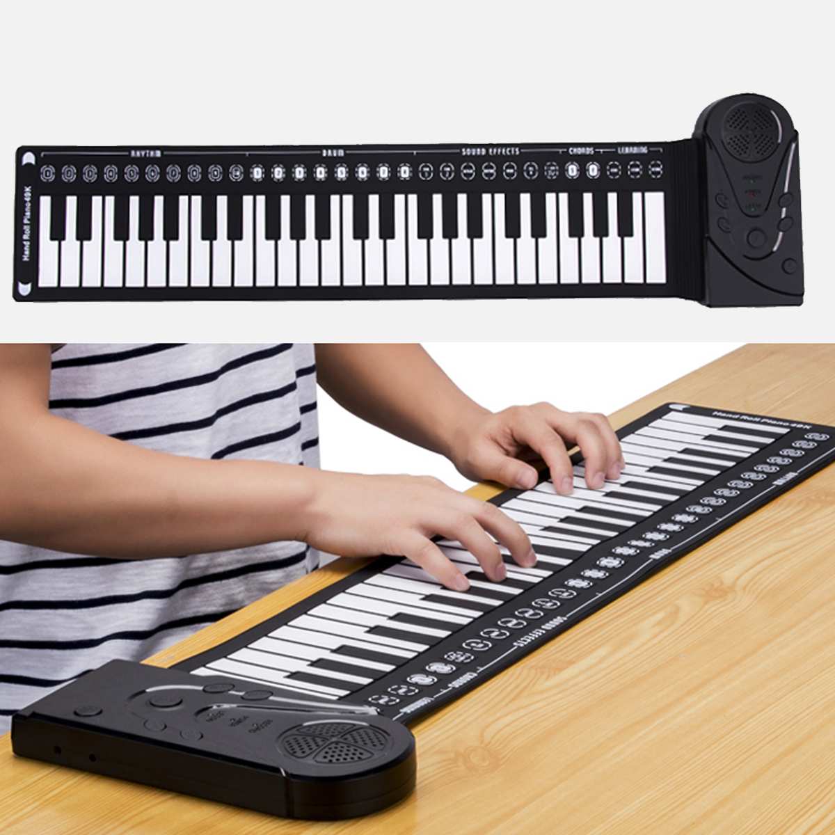 Portable 49 Keys Flexible Roll Up Piano Folding Electronic Keyboard Built-in Speaker For Children Early Learning Education