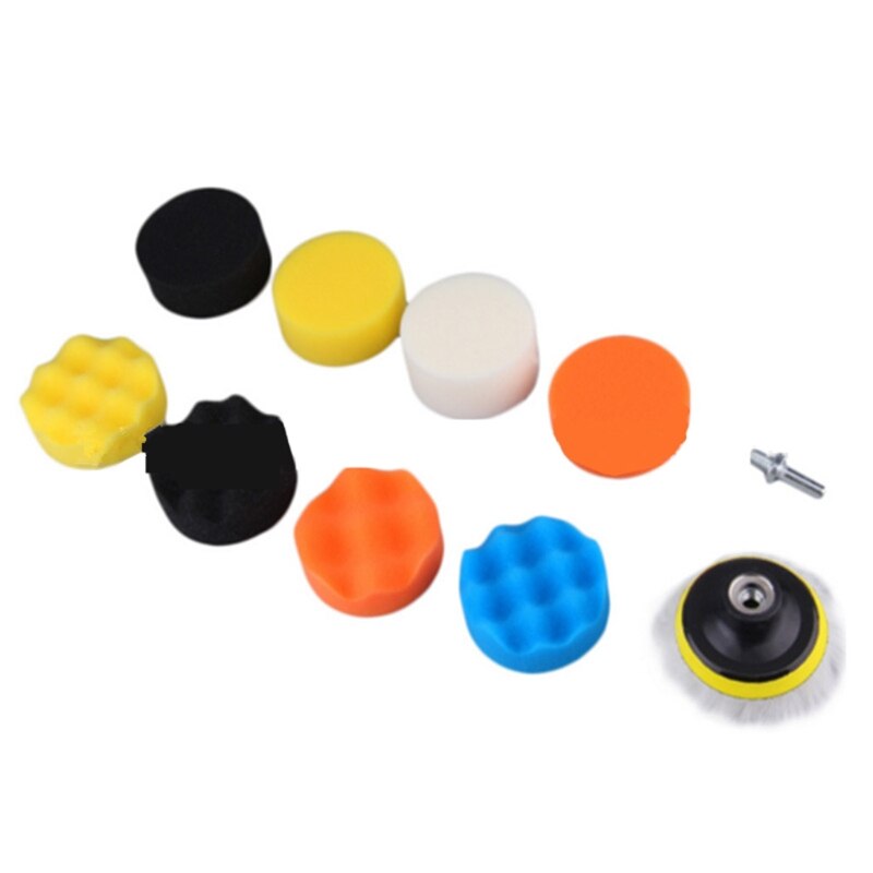 11Pcs 3inch Car Polishing Disc Self-Adhesive Buffing Waxing Sponge Wool Wheel Polishing Pad For Drill Adapter