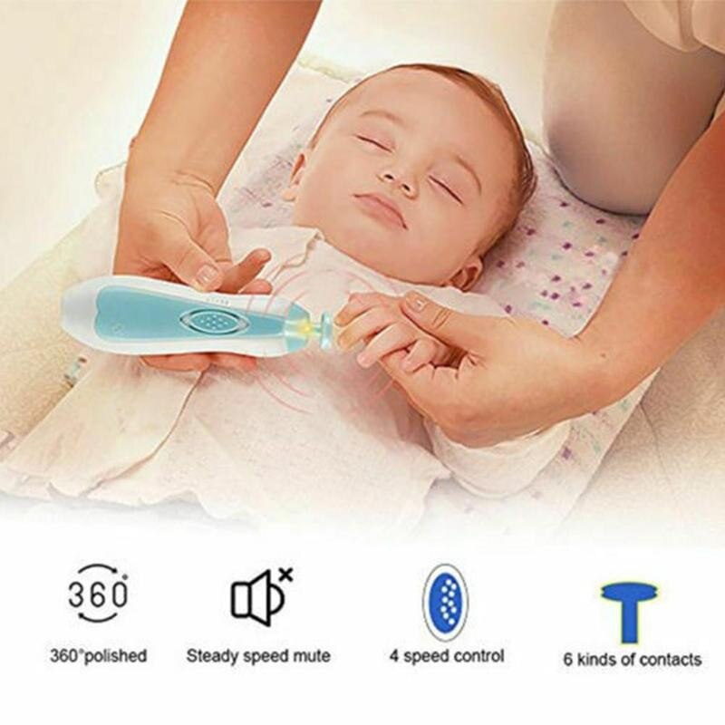 Electric Baby Nail File Clipper Trimmer with Led Light Infant Pedicure Children Multi-functional Kids Safety Safety Clipper N3C1
