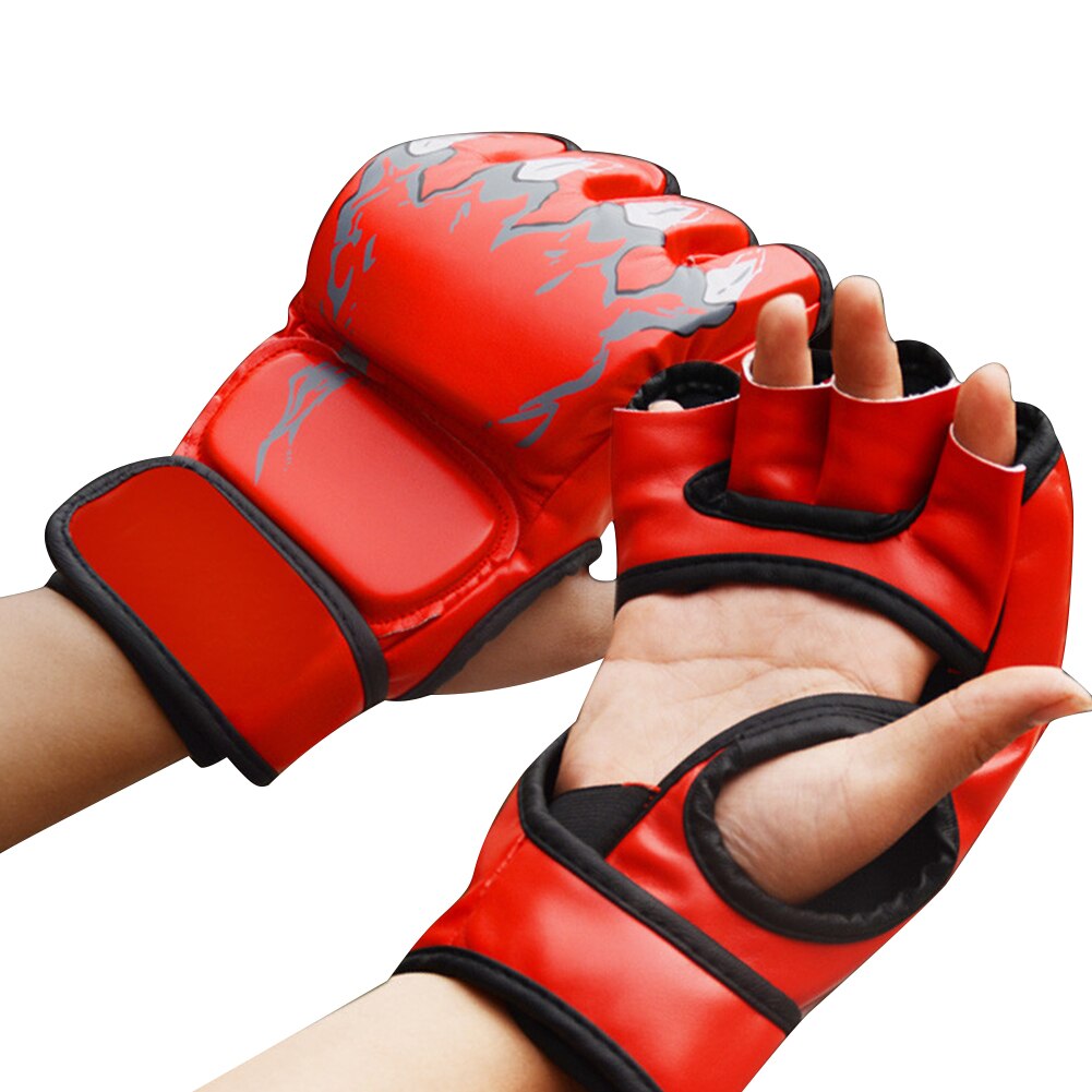 1 para zagęszczony sportowe rękawice bokserskie MMA Muay tajski treningowe rękawiczki bez palców dorosłych kopnięcie boks rękawice treningowe wielobarwność