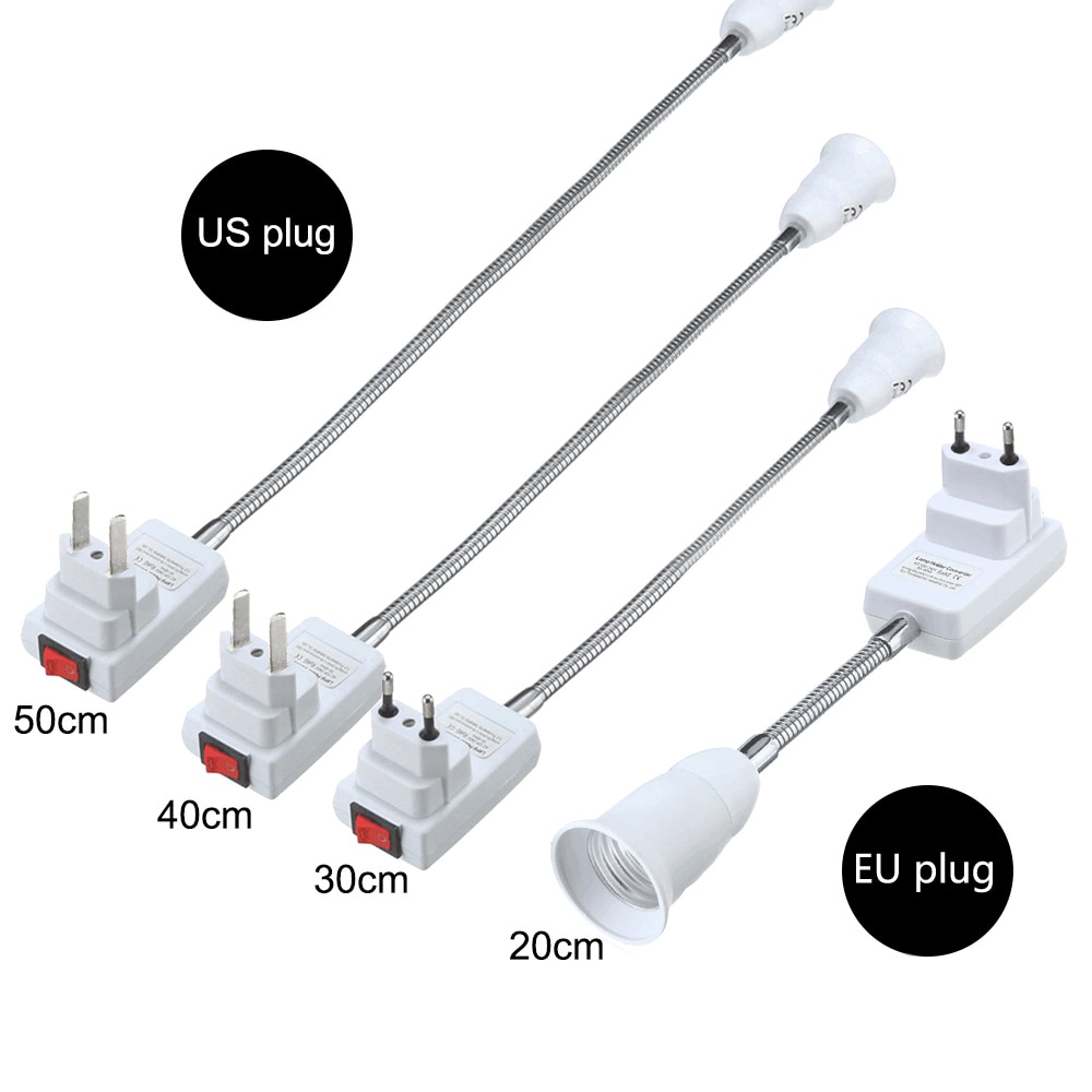 Adattatore E27 Femmina-Maschio Flessibile 20 Cm - Prolunga Per Portalampada