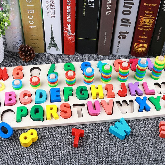 DIY Baby Holz Spielzeug Baby Spielzeug Bunte Holz Blöcke Baby Musik Rasseln Grafik Erkenntnis Frühen Pädagogisches Lustiges Spielzeug Für Kinder: 14