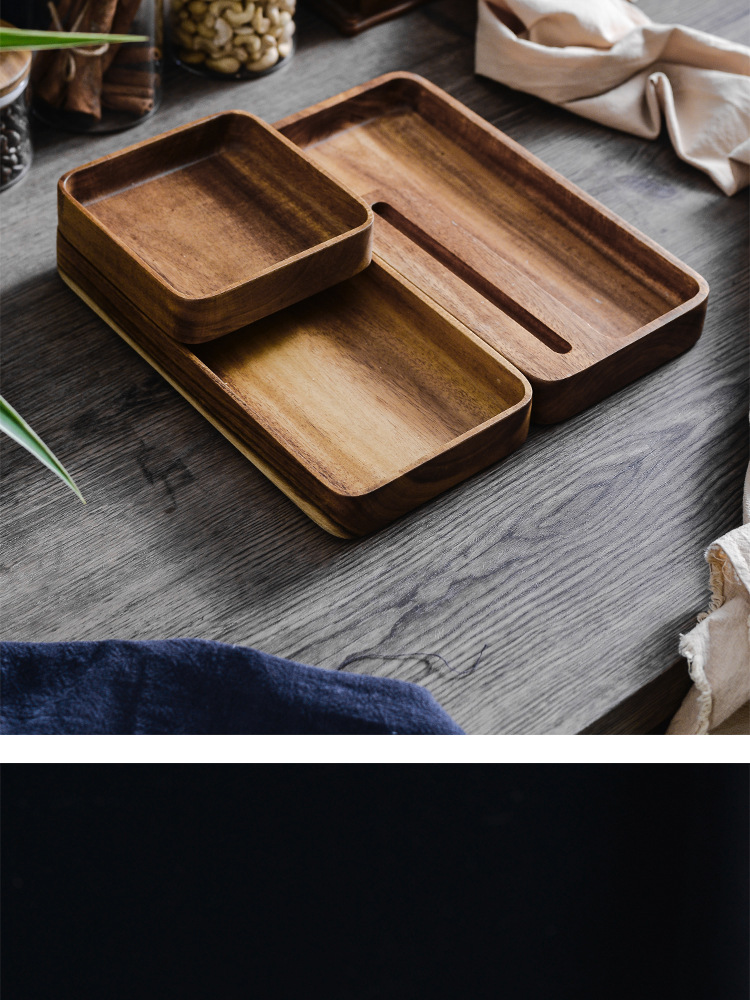 Wooden Tray Japanese Style Dessert Solid Wood Tea Tray Household Wooden Fruit Wooden Storage tableware Home Decoration