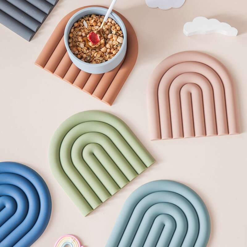 Rainbow Silicone Table Mat Coaster Dishes Pot Hold... – Vicedeal