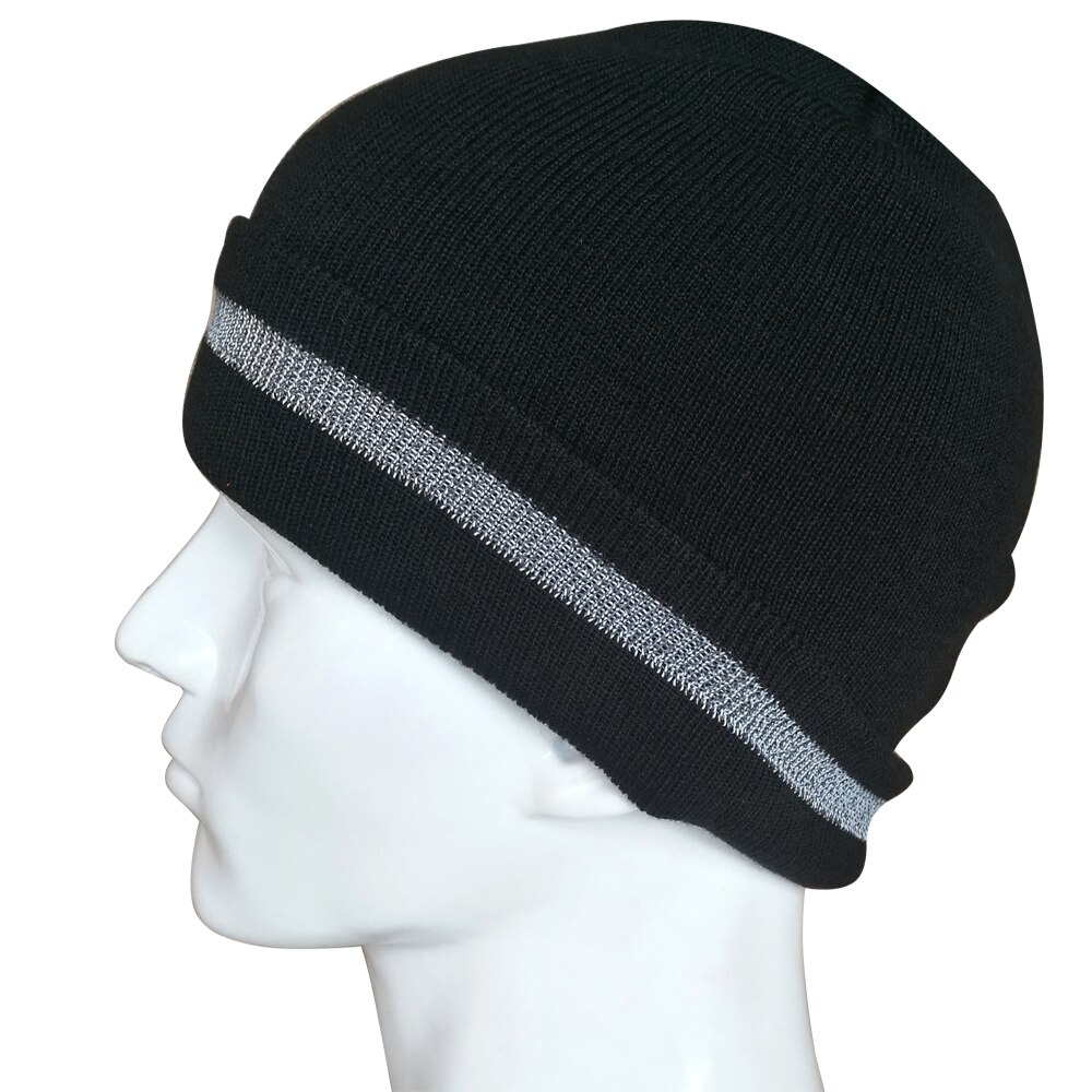 Women Pink Knitted Reflective Beanie with Reflective Stripe Safety Knit Beanie Hats Warm Winter Hats Headwear for Work