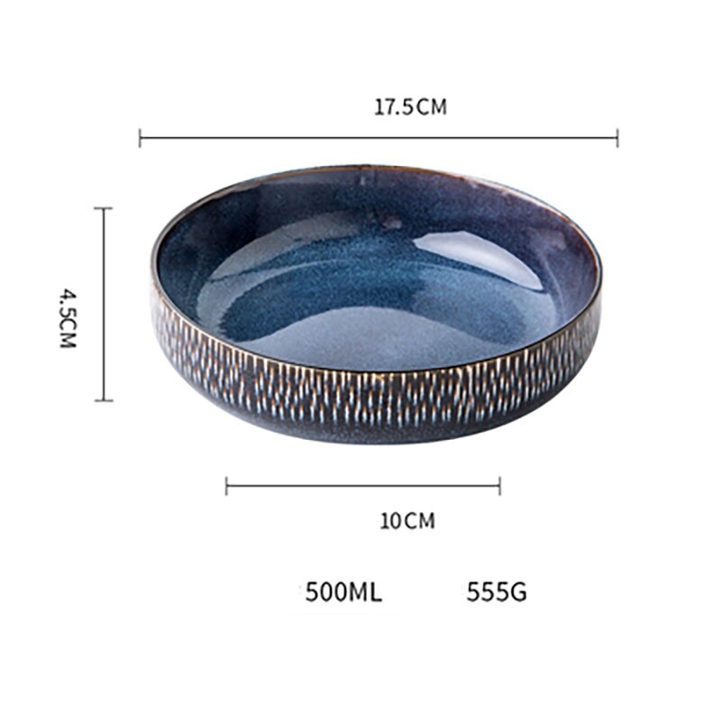 Practical thick 7-inch vegetable bowl Retro kiln glazed ceramic bowl salad bowl: A