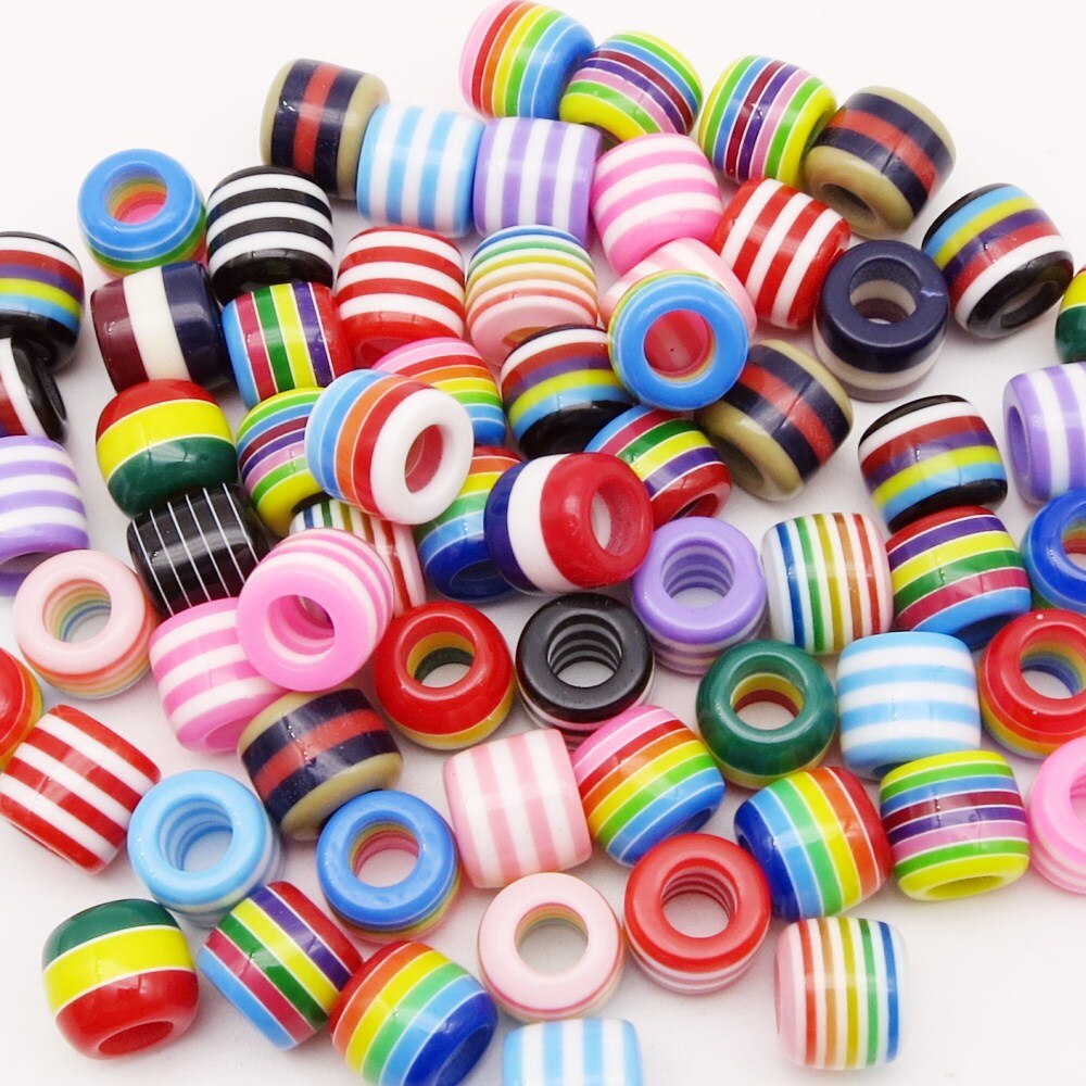 10pcs-30pcs Crochet kids women Braids multi coloured Hair braid Dreadlock Beads rings tube approx 6mm hole for girls Accessories