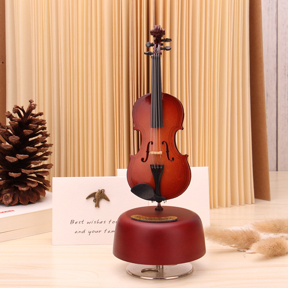 1Pc Roterende Viool Muziekdoos Exquisite Crafted Draaibare Viool Model Viool Ornament Viool Versiering Voor Office Hotel