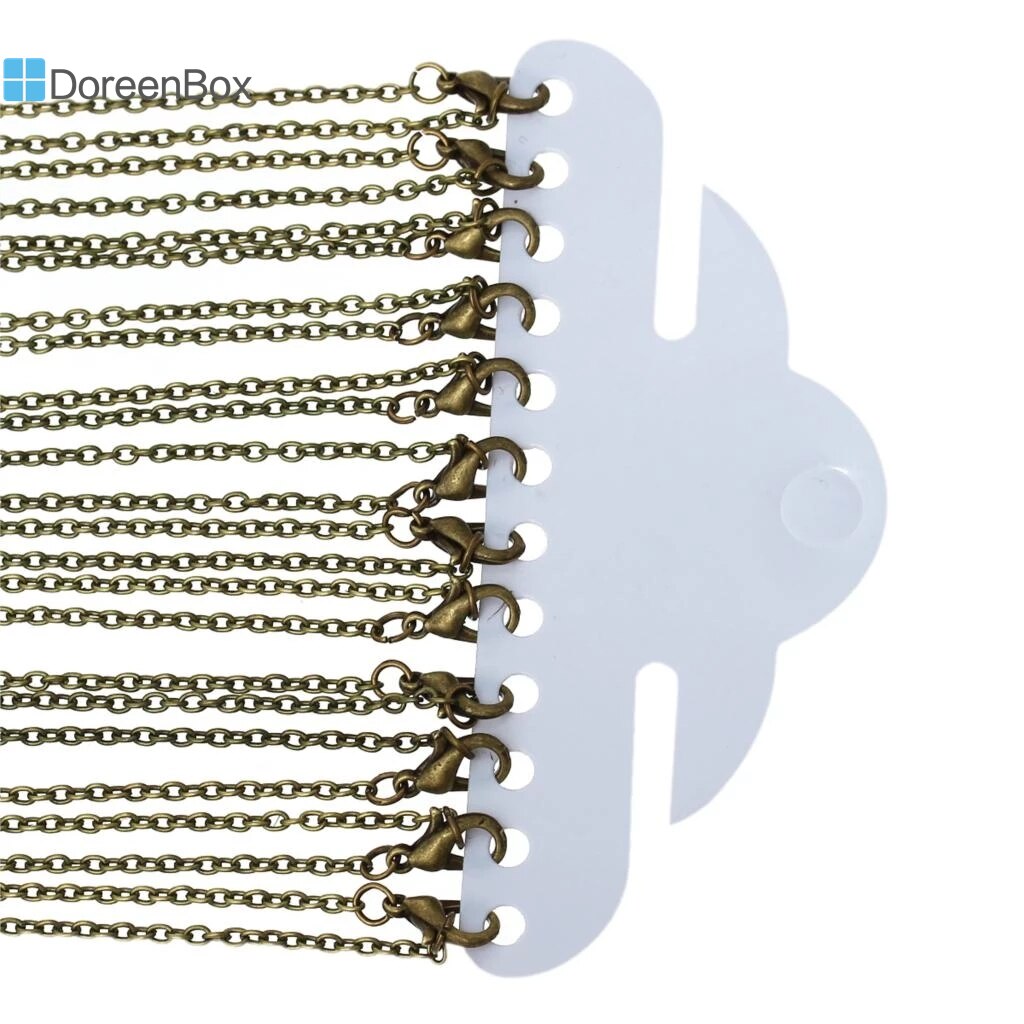 DoreenBox collana di gioielli catene portacavi in bronzo antico piombo e nichel sicuro aragosta chiusura maglione catena fai da te per le donne 62cm 12 pz