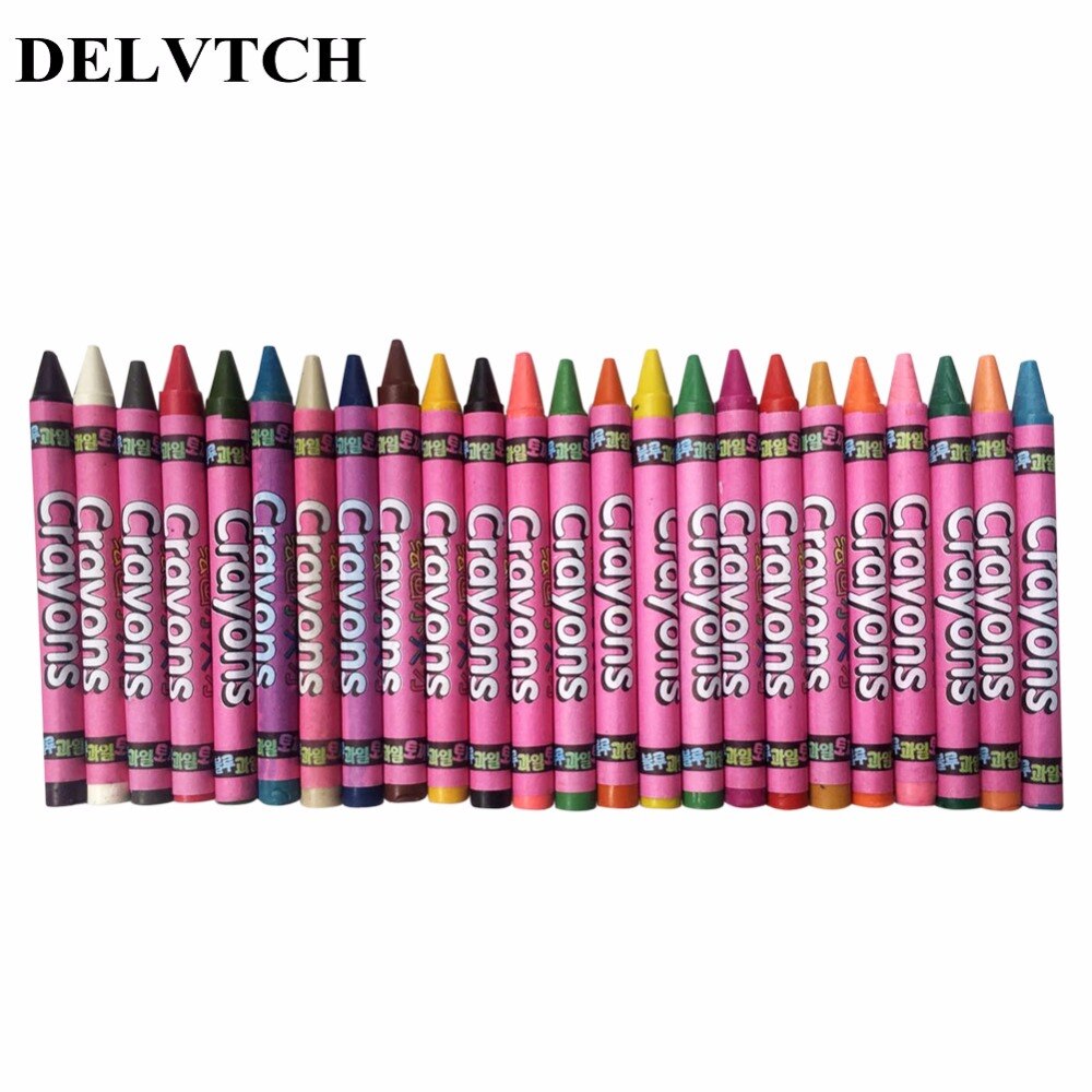 DELVTCH-Juego de 24 colores de lápiz de cera, lápices de colores, pasteles de grafiti al óleo, pintura para niños, suministros de papelería para dibujar,