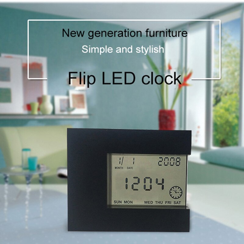 Digital Alarm Clock Rotating Induction Multifunction 360Degree Rotation Four-Sided Clock For Living Room Bedroom Office